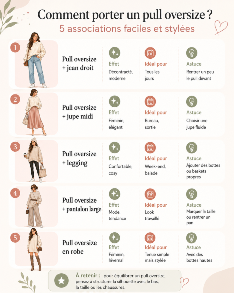 meilleures associations avec un pull oversize comment porter un pull oversize femme