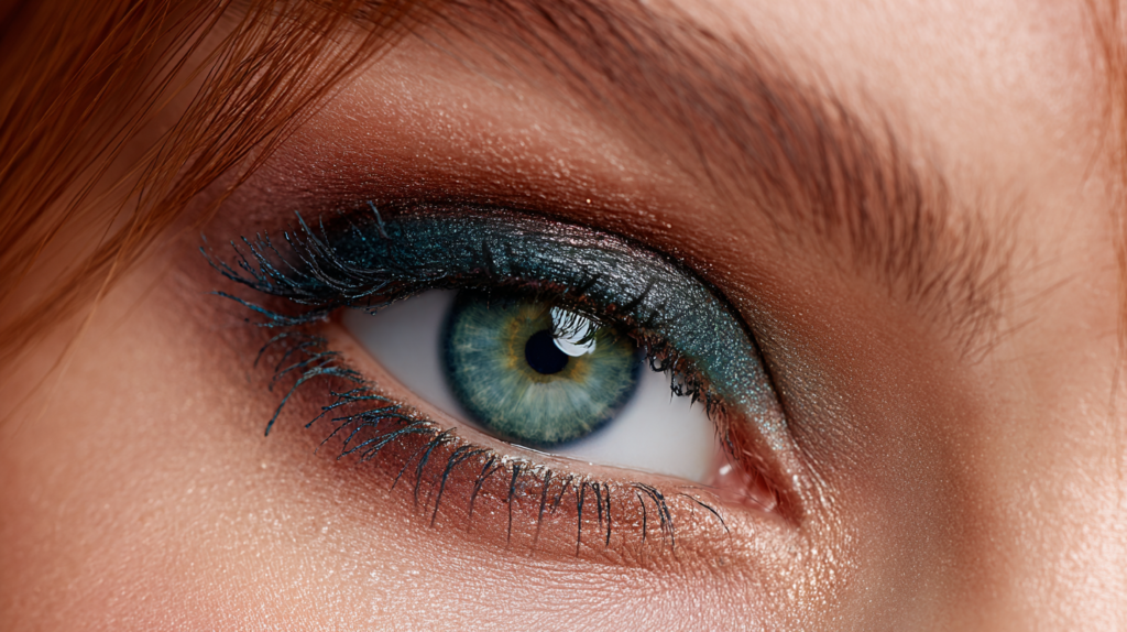 Fard prune pour faire ressortir les yeux bleu vert